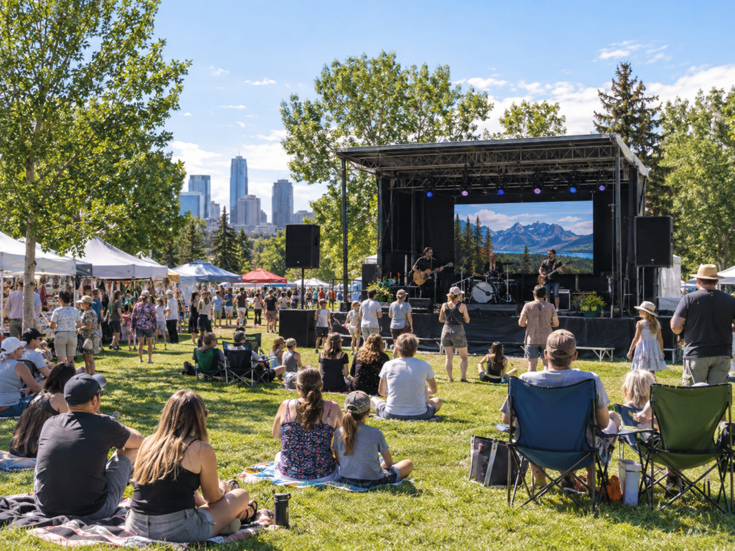 Community festival with temporary stage and event production