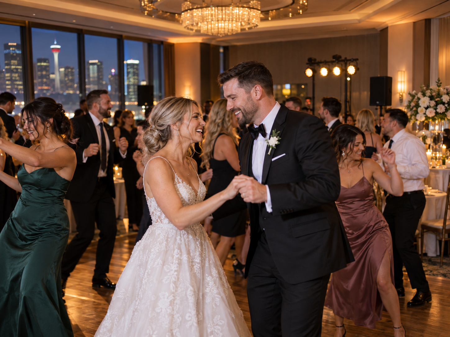 Wedding reception with event lighting and sound