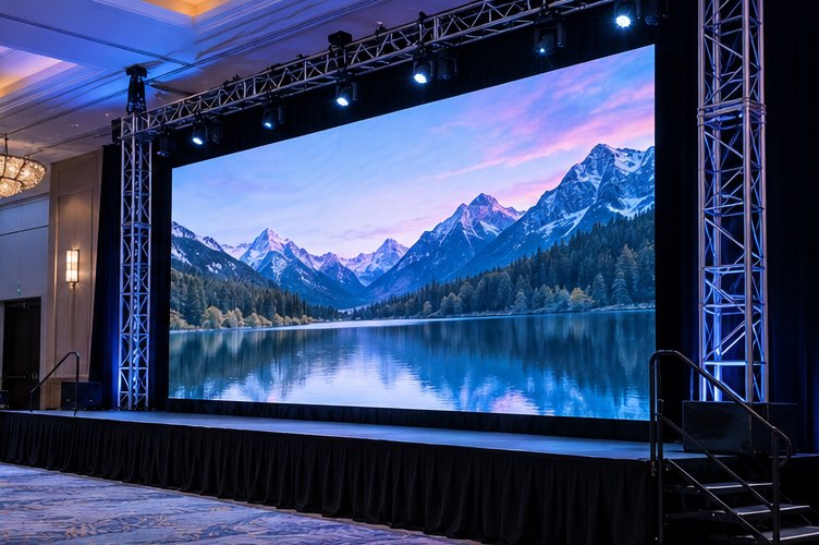 Modular LED video wall at an event venue